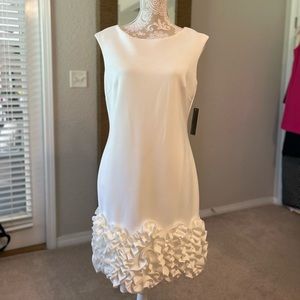 Donna Rocco Ivory Ruffle Cupcake Hem Scuba Sheath Dress, Size 10, NWT